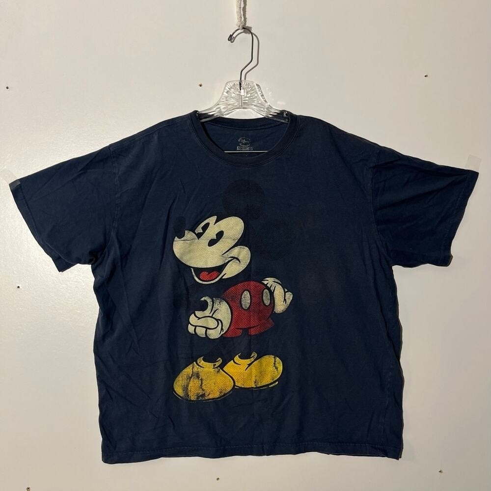 Disney Mickey Mouse Graphic‎ T-Shirt Mens XL Navy Blue Short Sleeve Cotton Tee